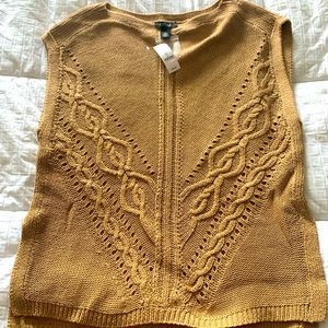 White House Black Market Tan Sweater Vest. Tunic Length. Size Medium.